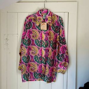 Vintage dagger-collar silk shirt